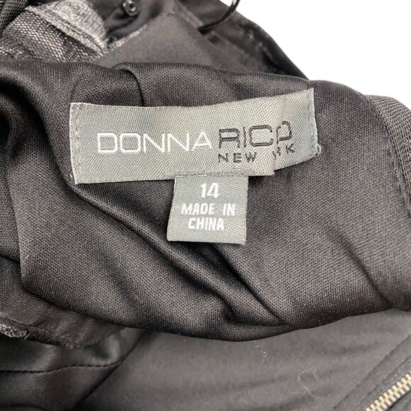 Donna Ricco Shift Dress Womens 14 Gray Lined Striped Midi Sleeveless Back Zip - Picture 8 of 16